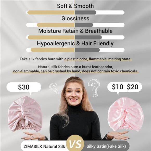 100% Mulberry Silk Sleep Cap for Hair Care
